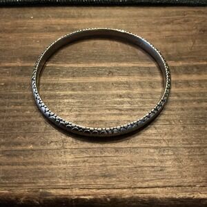 Monet Vintage 80's Silver Tone Bangle Bracelet carved